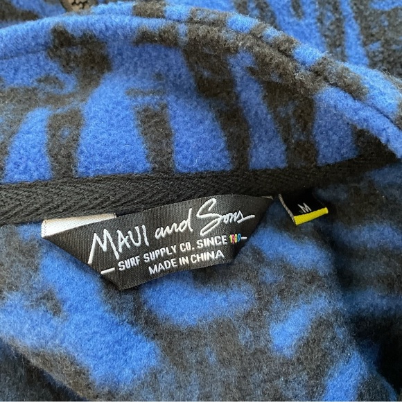 Maui And Sons‎ Blue And Black Full Zip Fleece Jacket Size Medium - Picture 6 of 7